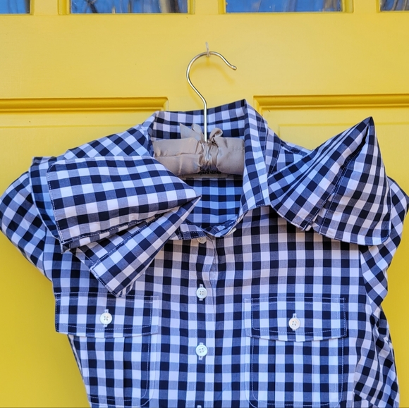 Vineyard Vines Navy Gingham Cotton Shirt Dress Button Front Size 4 - Picture 10 of 10
